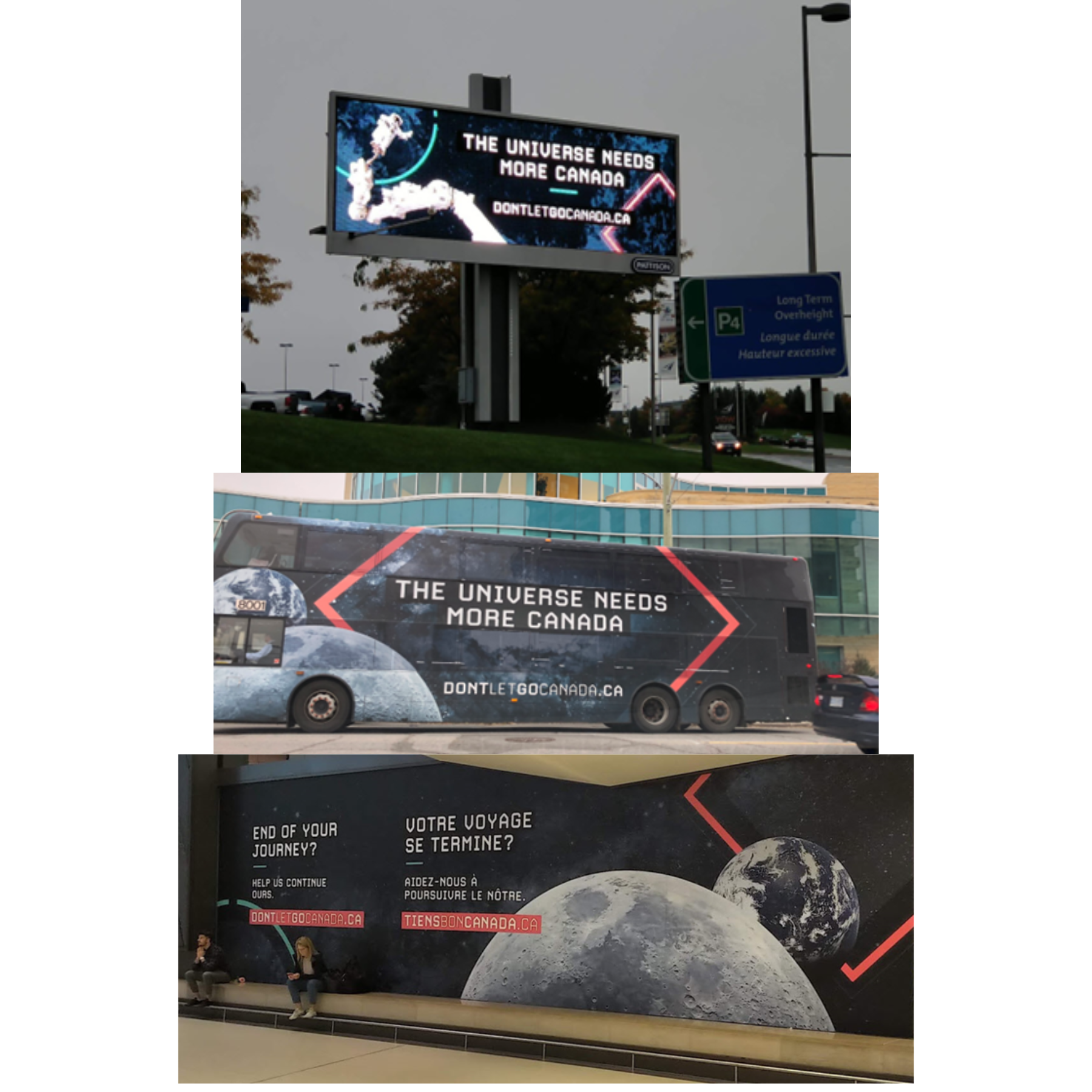 Out-of-home advertising including public transit, billboards, and airport