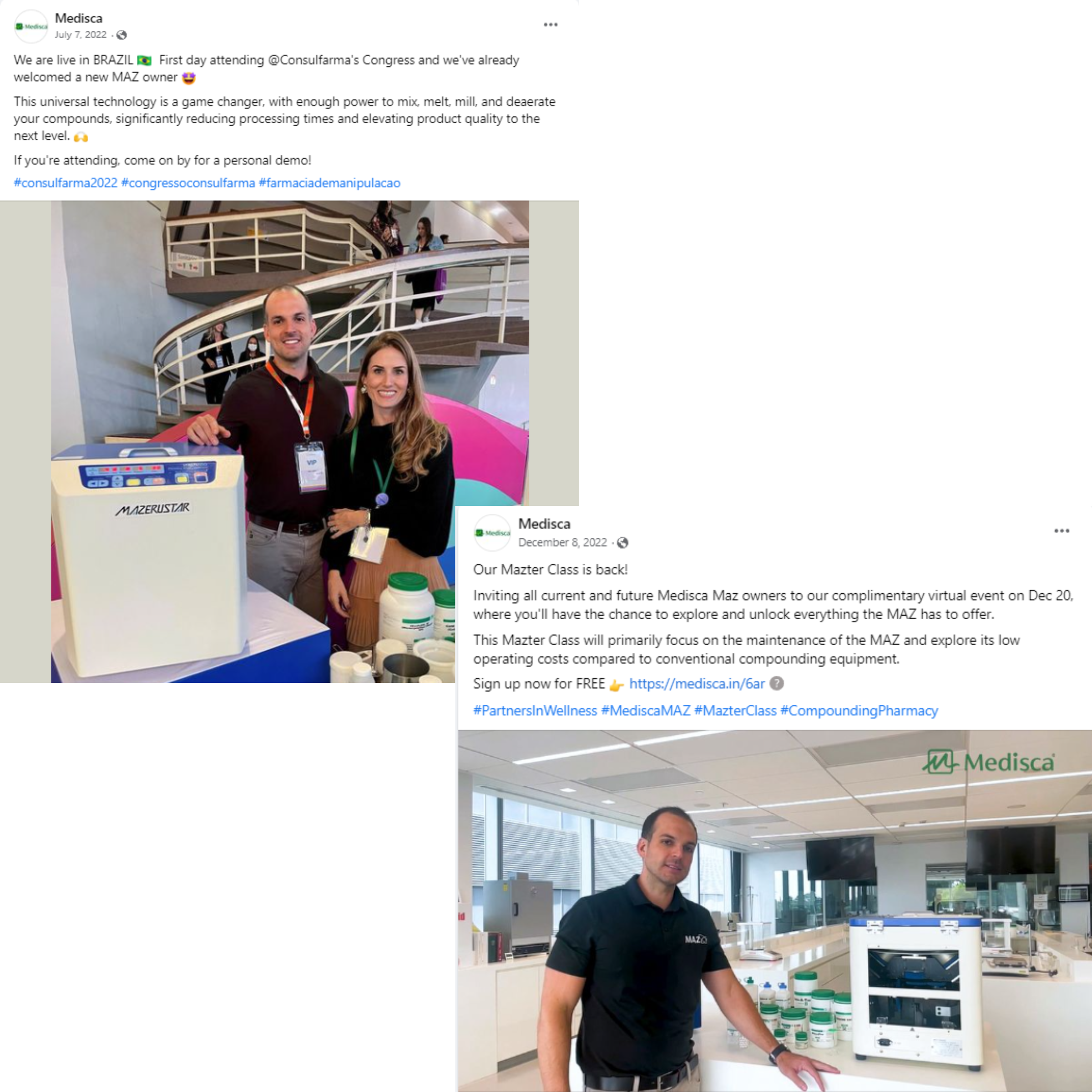 Old versus new social media post showcasing a company product with consistent brand optimization