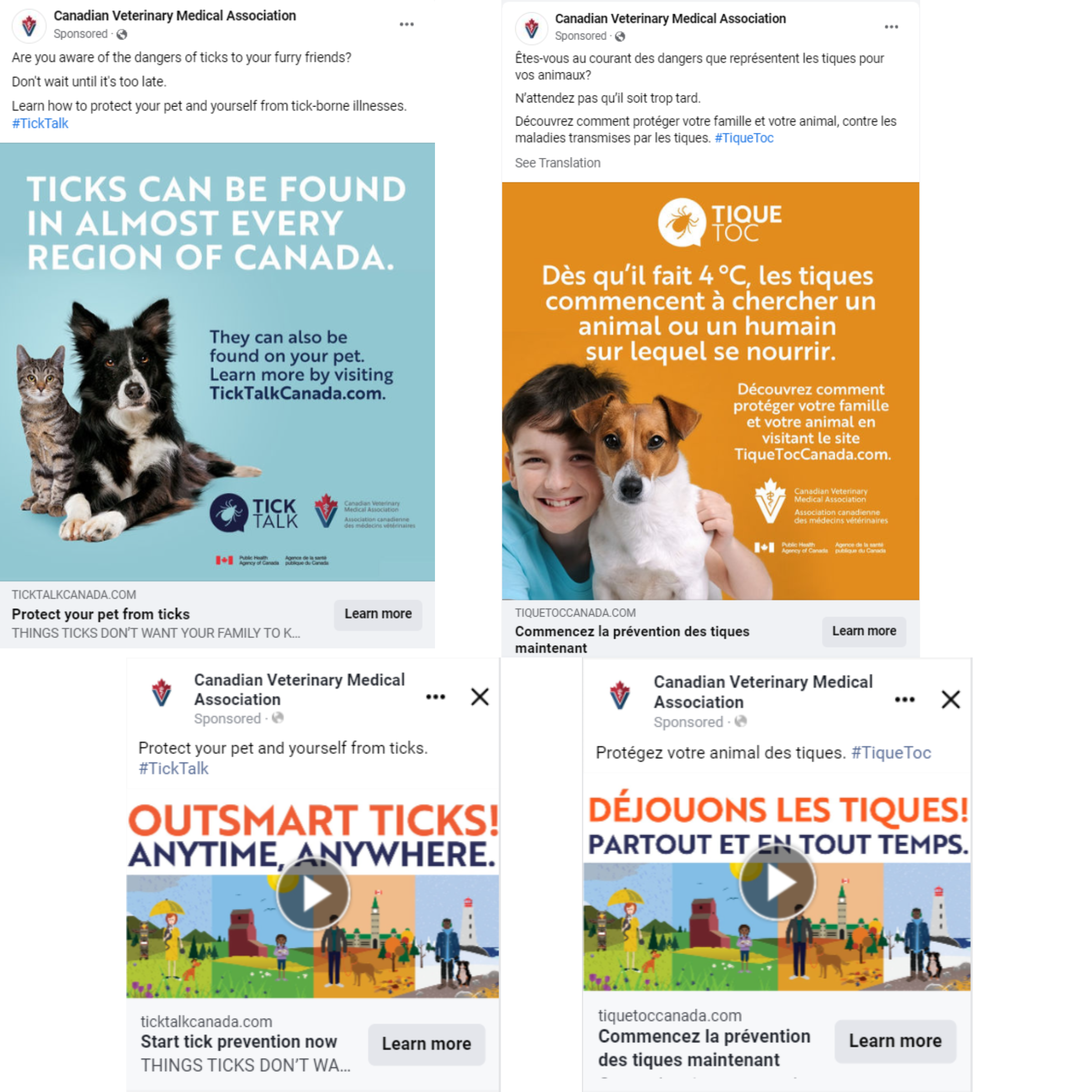 Facebook & Instagram ads with a mix of static images and videos